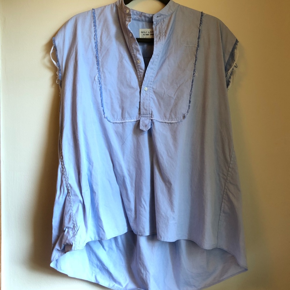 Nili Lotan Distressed light Blue Blouse